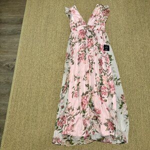 Blooming Impression Pink Floral Print Ruffled Maxi Dress